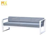 MX China factory supplied top quality waterproof 3 seater hotel used outdoor garden aluminum sofa(accept customized)