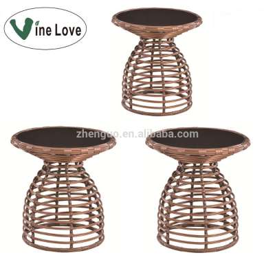 Popular newly designed thick rattan outdoor small garden cafe table