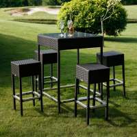 Royal design outdoor furniture rattan wicker bar table and bar stools set used pubs garden furniture